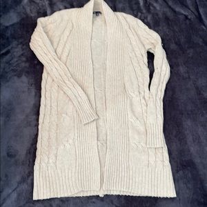 Long cable knit cardigan
